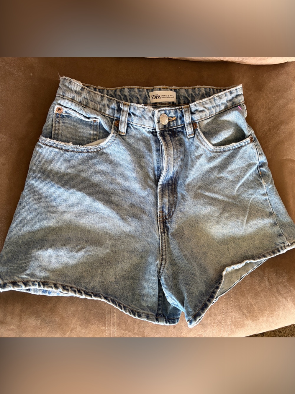 Zara Light Blue Denim High-Waist Jean Shorts